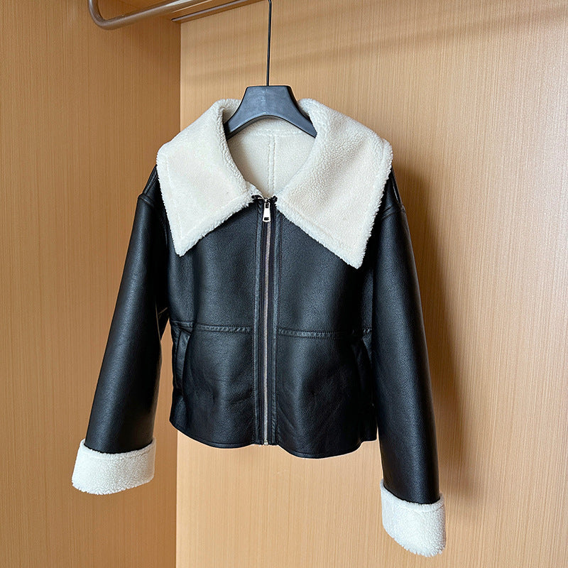 Women's Short Loose Biker's Leather Jacket