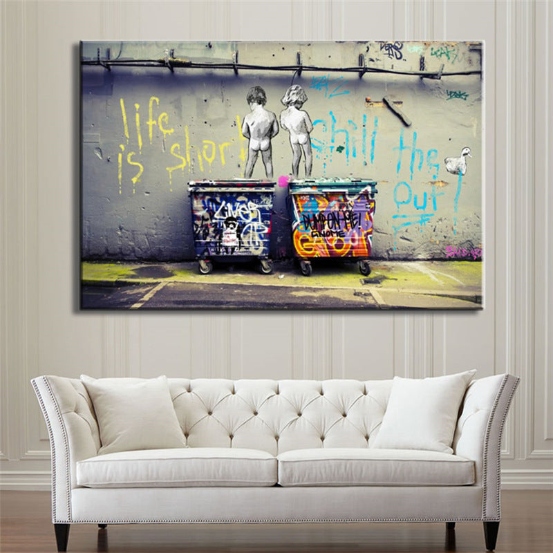 Children graffiti street art painting