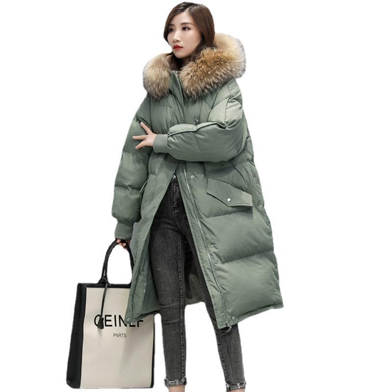 Padded jacket women's medium and long section new winter down padded jacket Korean version loose coat large size thick padded jacket trendy