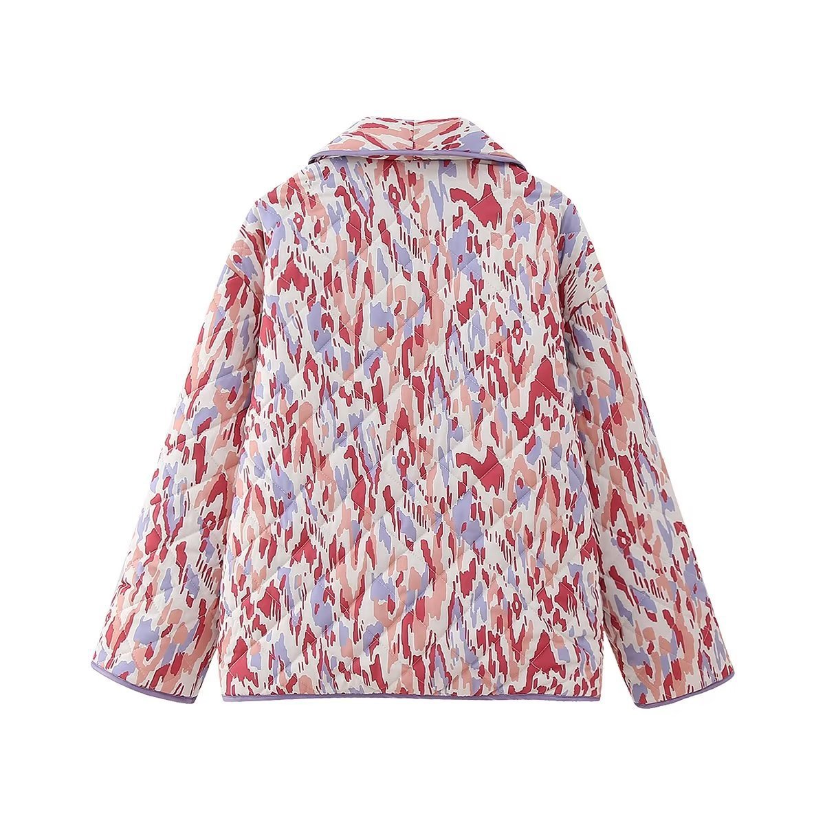 Warm Lapel Print Quilted Jacket