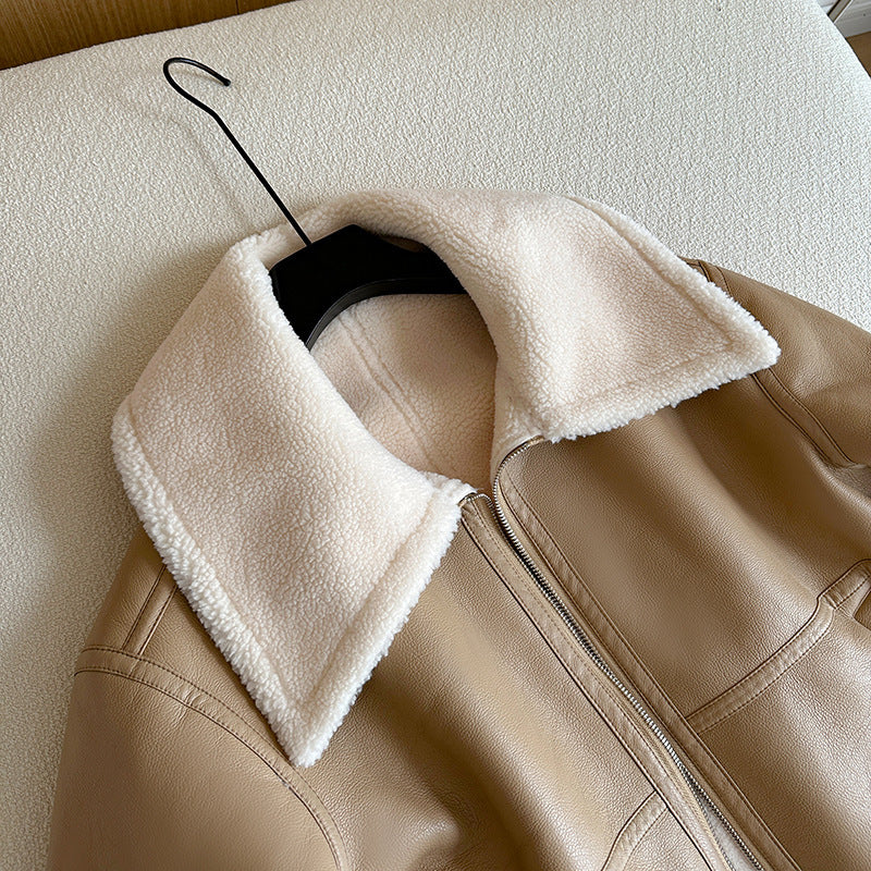 Women's Short Loose Biker's Leather Jacket