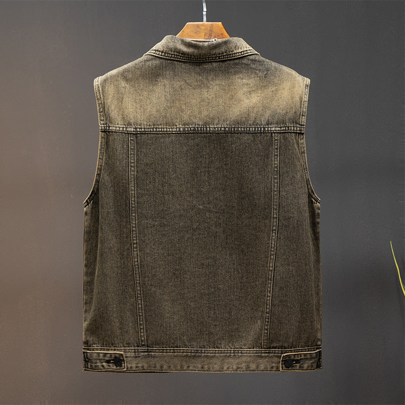 Denim Coat Men's Loose-fitting Waistcoat Workwear Tops