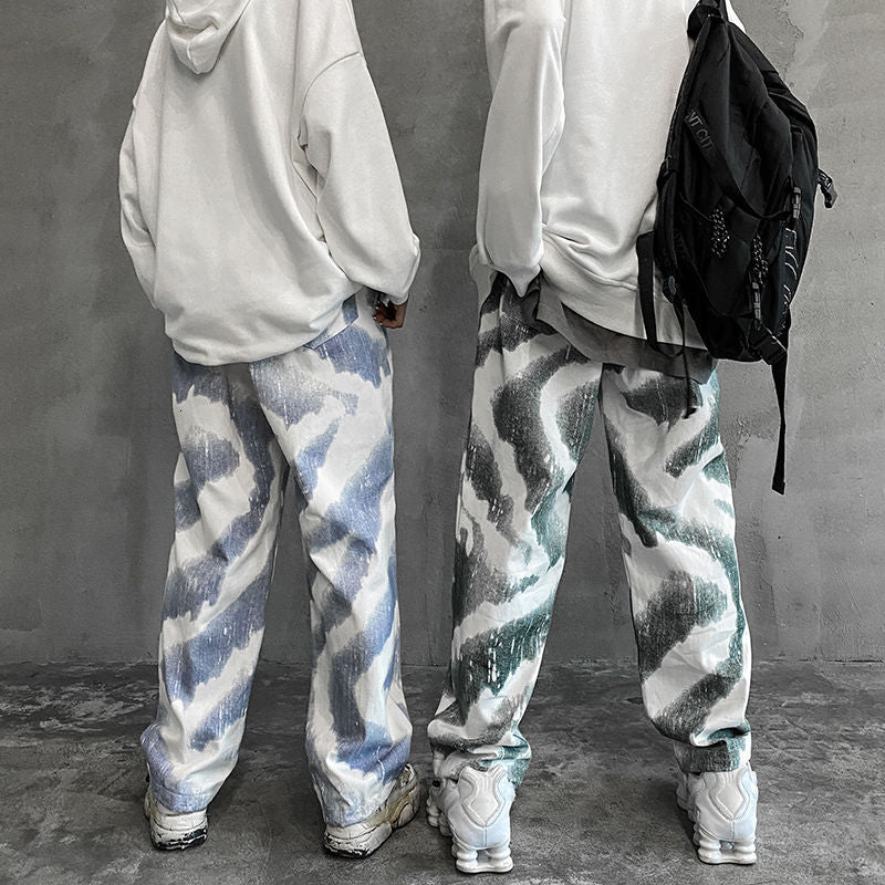 Overalls Men's National Tide High Street Pants Drape Mopping Wide Leg Pants High Street Boys Wear