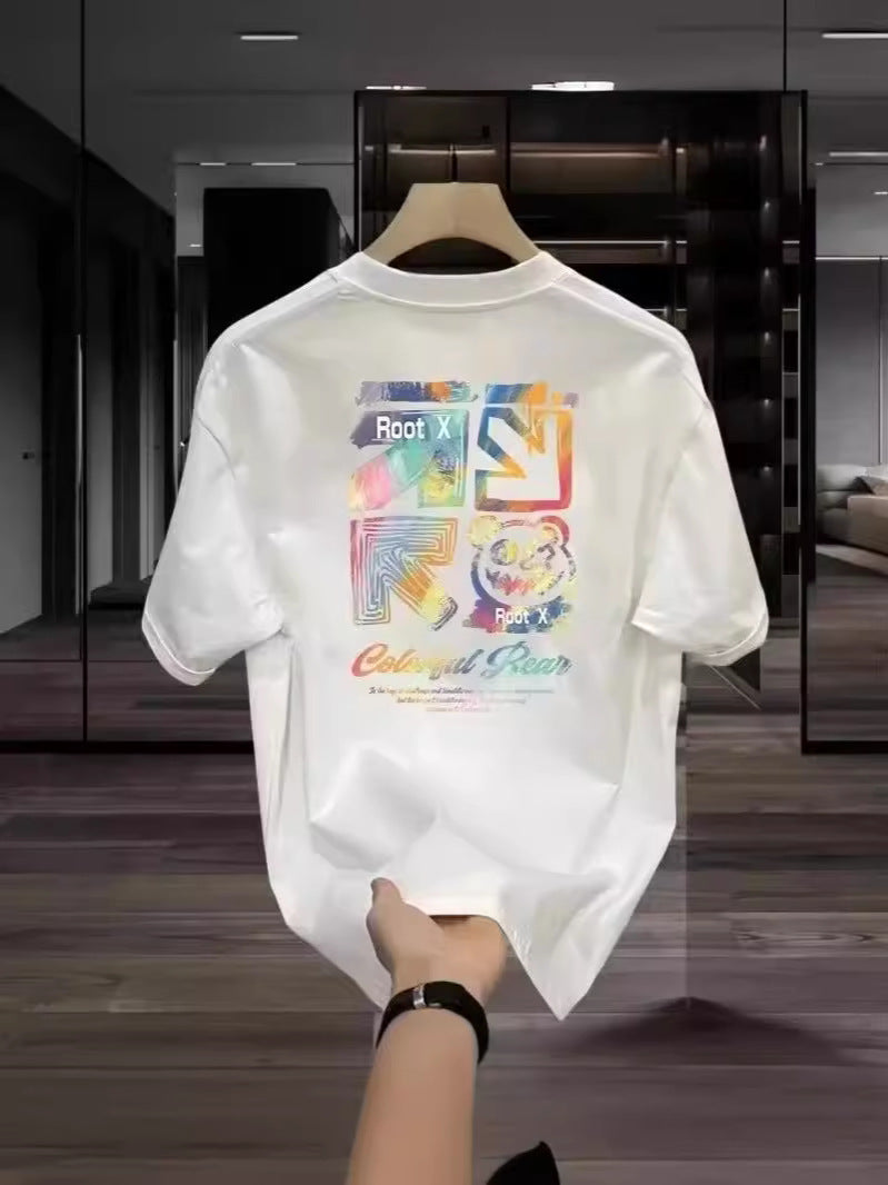 Fashion Letter Printed Round Neck Men's Top