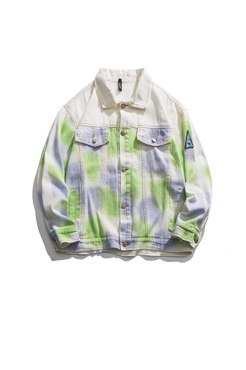 Tie-dye Splash-ink Lapel Jacket Loose College Style Couple All-match Blouse Short Jacket
