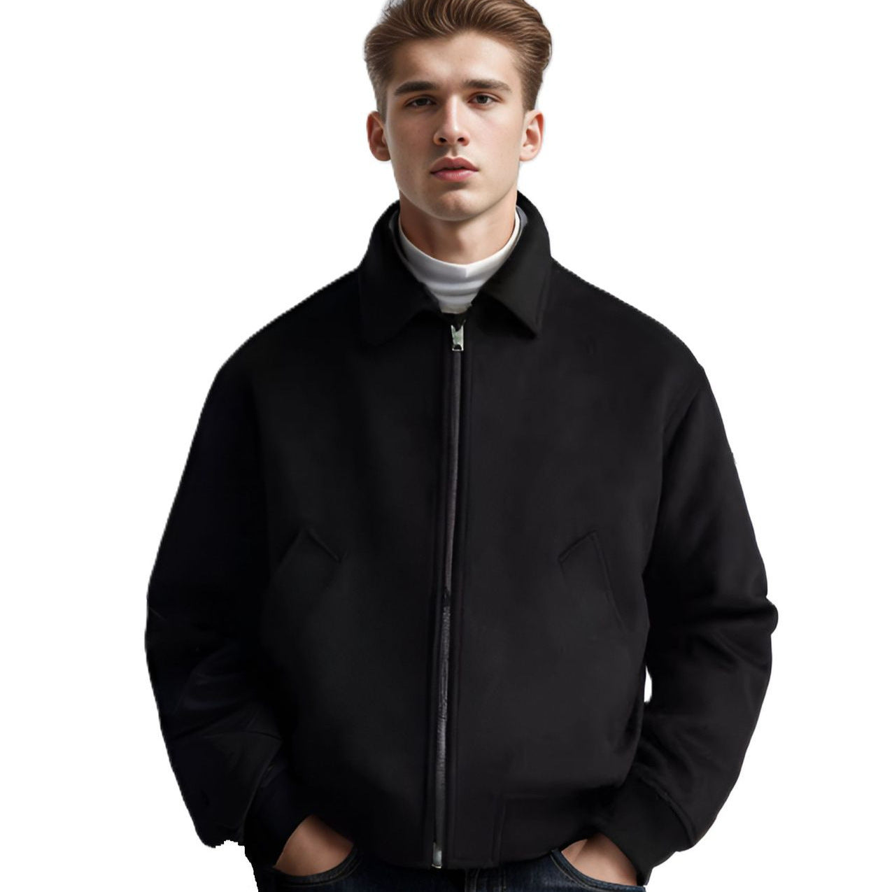 Wear Polo Collar Woolen Coat British Jacket Cardigan
