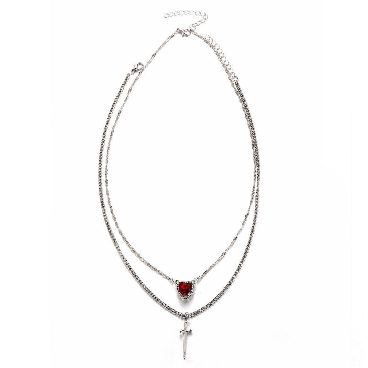 Pendant With One Arrow Heart Love Dagger Multi-layer French Retro Women's Necklace