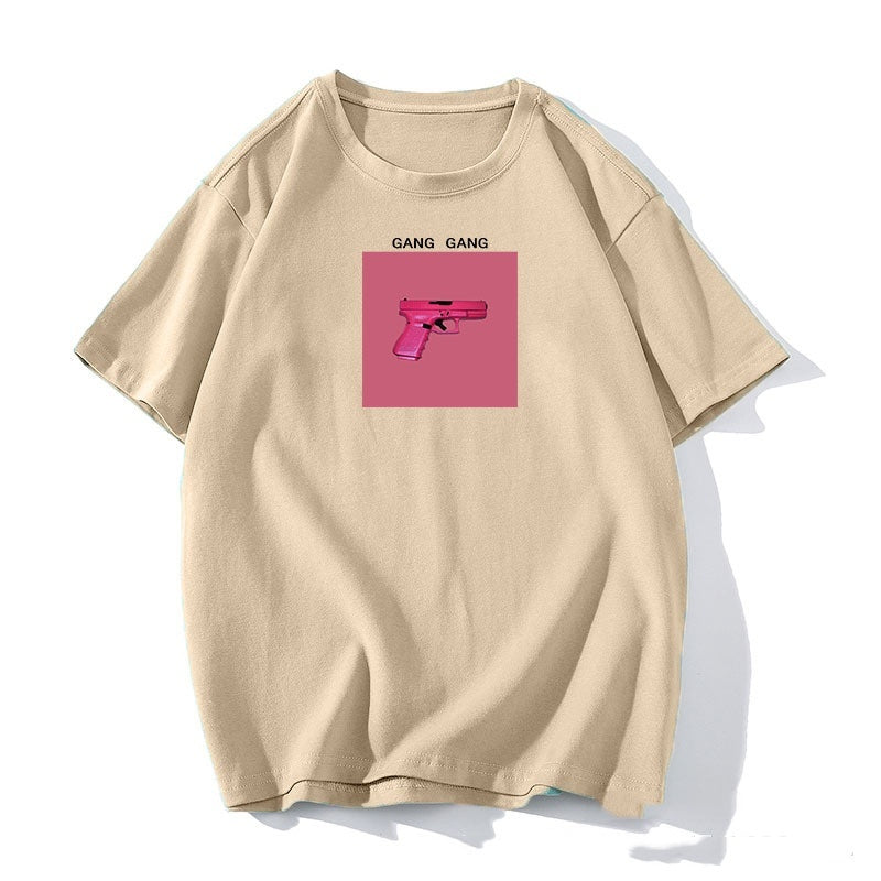 Printed T-shirt Women's Loose Round Neck Cotton Short Sleeve Top