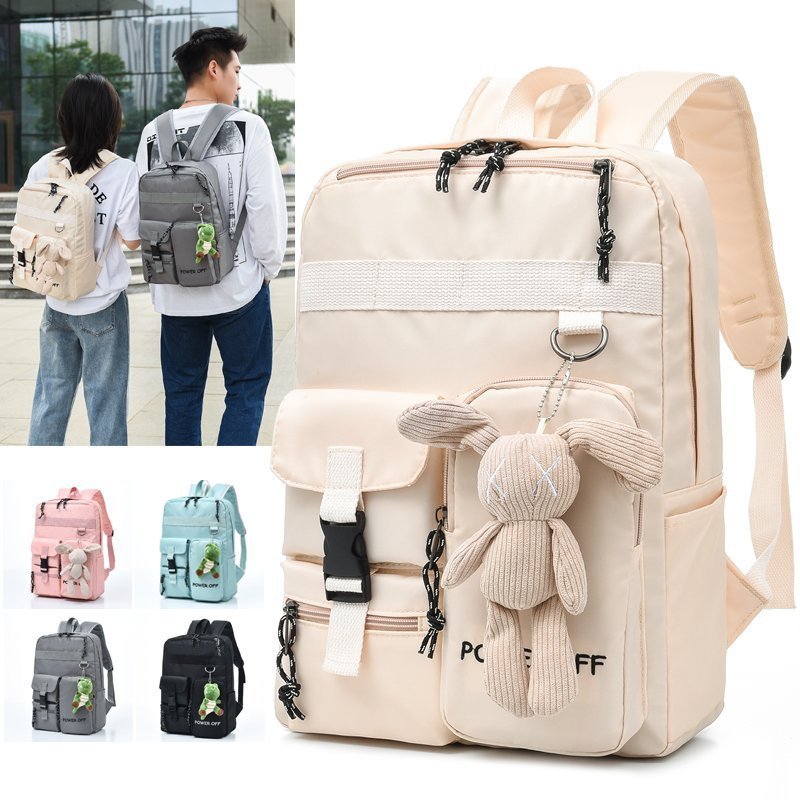 Unisex cool girl with canvas backpack