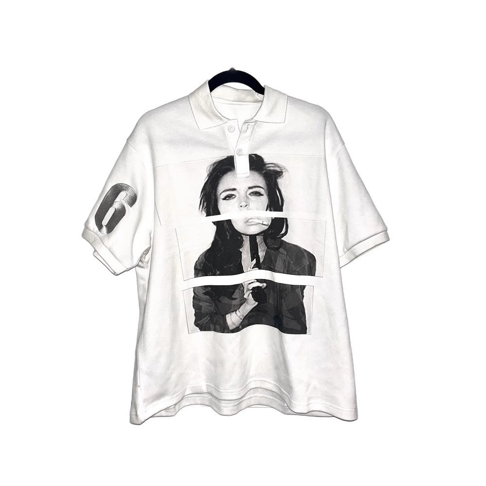 Short-sleeved Polo Shirt T-shirt Printed Pattern Top