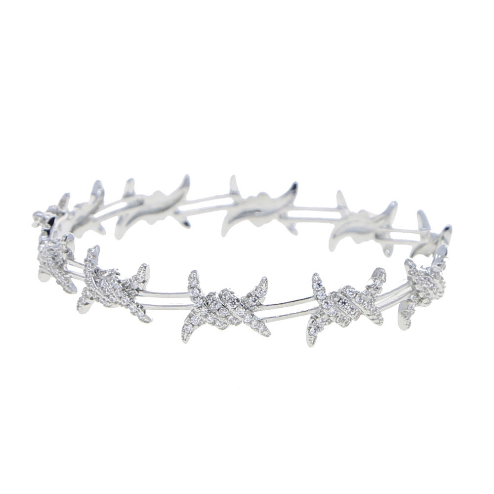 Punk Street Rap Thorns Zircon Bracelet