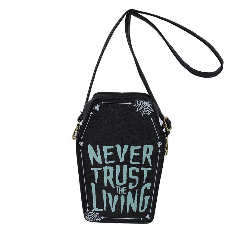Printed Graffiti Printed Vertical Small Square Bag Dark Goth Style