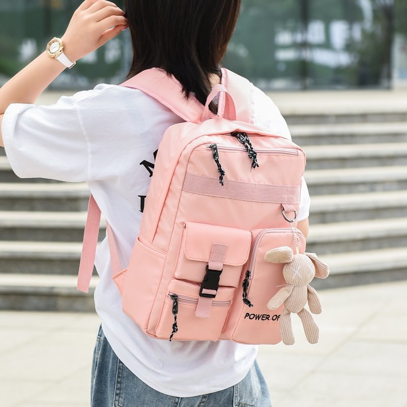 Unisex cool girl with canvas backpack