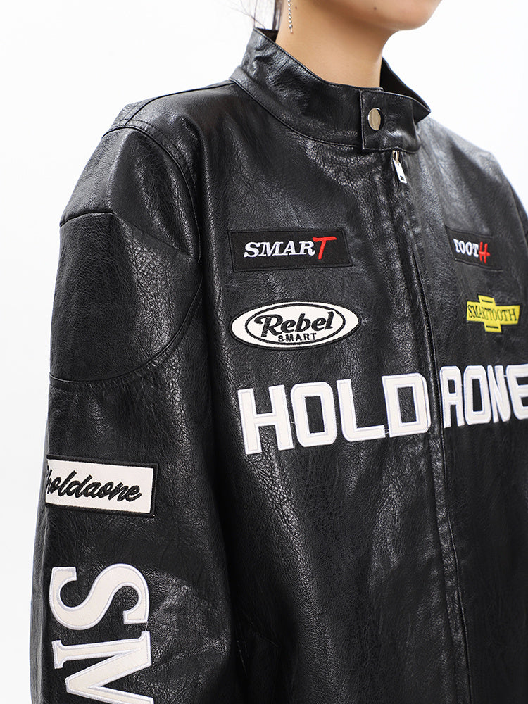 Women's Loose Letter Racing Motorcycle Jacket