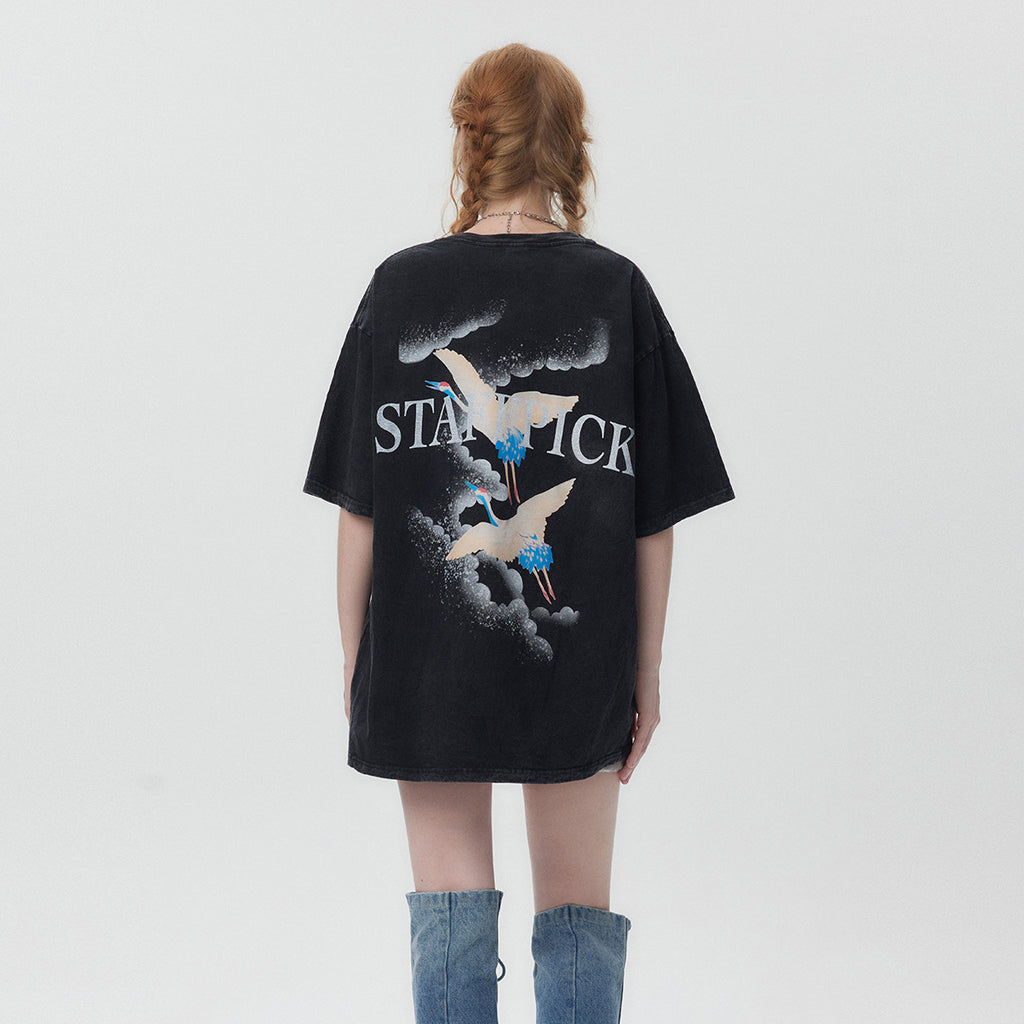 Street Tide Brand Wash Short Sleeve