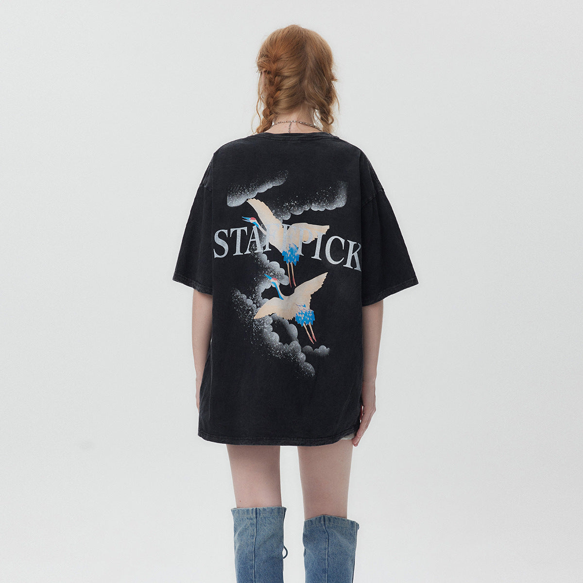 Street Tide Brand Wash Short Sleeve