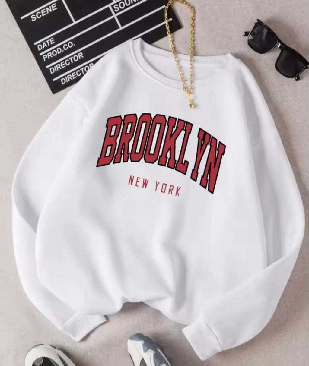 Personality Trend Printed Crew Neck Sweatshirt Women