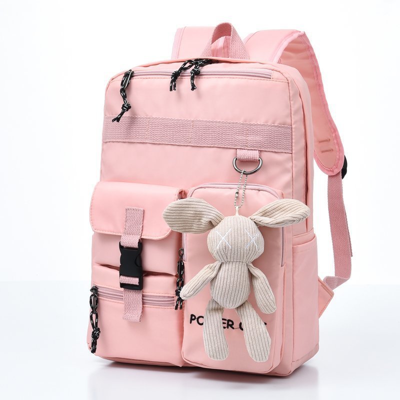 Unisex cool girl with canvas backpack