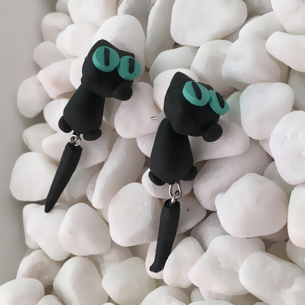 Animal Soft Clay Earrings Cute Piranha Fox Cat Cartoon Handmade Earrings Earrings Earrings