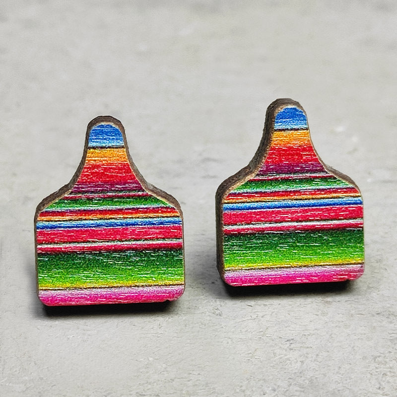 Wooden Cactus Stud Earrings Ethnic Style Leopard Print Lightning Cow Stud Earrings