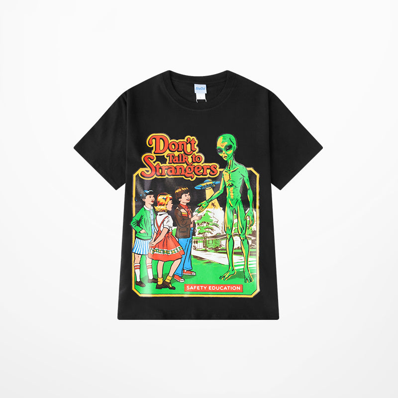 Oversize Hip-Hop Couples Print Short Sleeves
