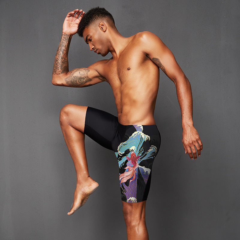 Fashion Men's Printed Five-point Swimming Trunks