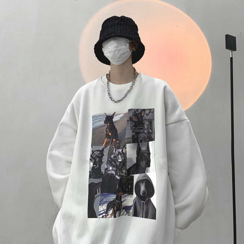 Men's Round Neck Hoodless Street Sweater