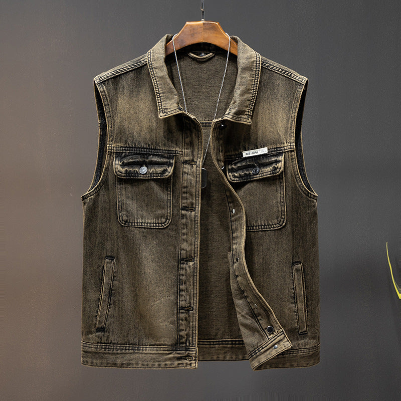 Denim Coat Men's Loose-fitting Waistcoat Workwear Tops
