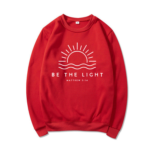 Women's Fleece-lined Crew Neck Sweater Plain Slogan Printing