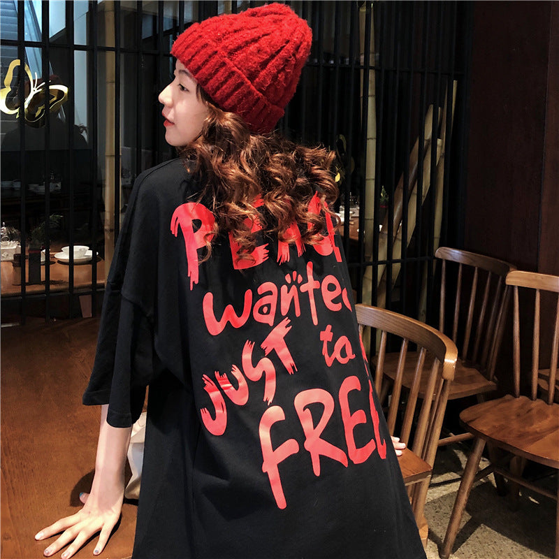 Hip-hop bungee loose short sleeves