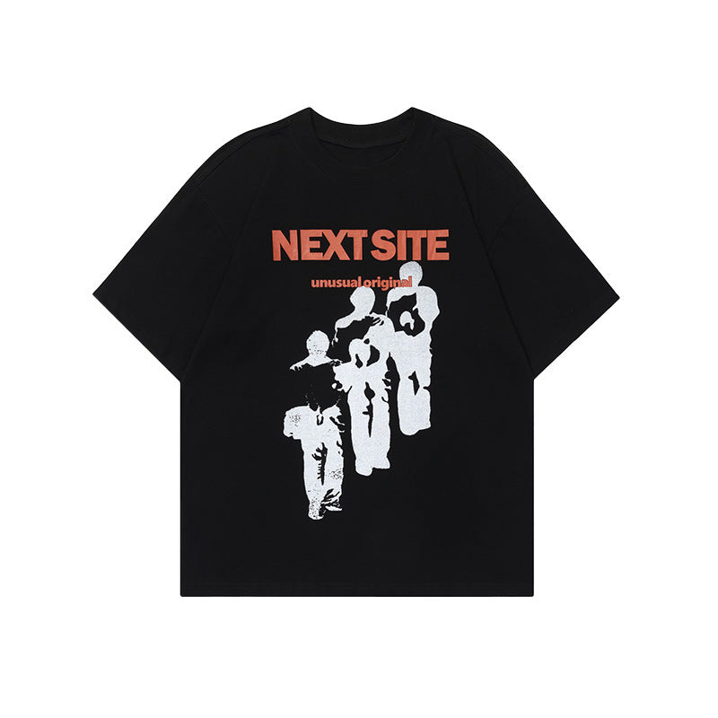 Character Abstract Graphic Print Crew Neck Short Sleeve