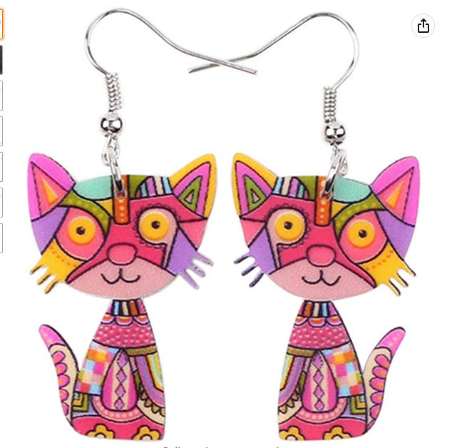 painted cat earrings