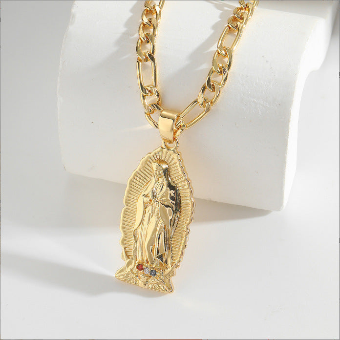 Ornament Necklace Gold Color Zirconium Jesus