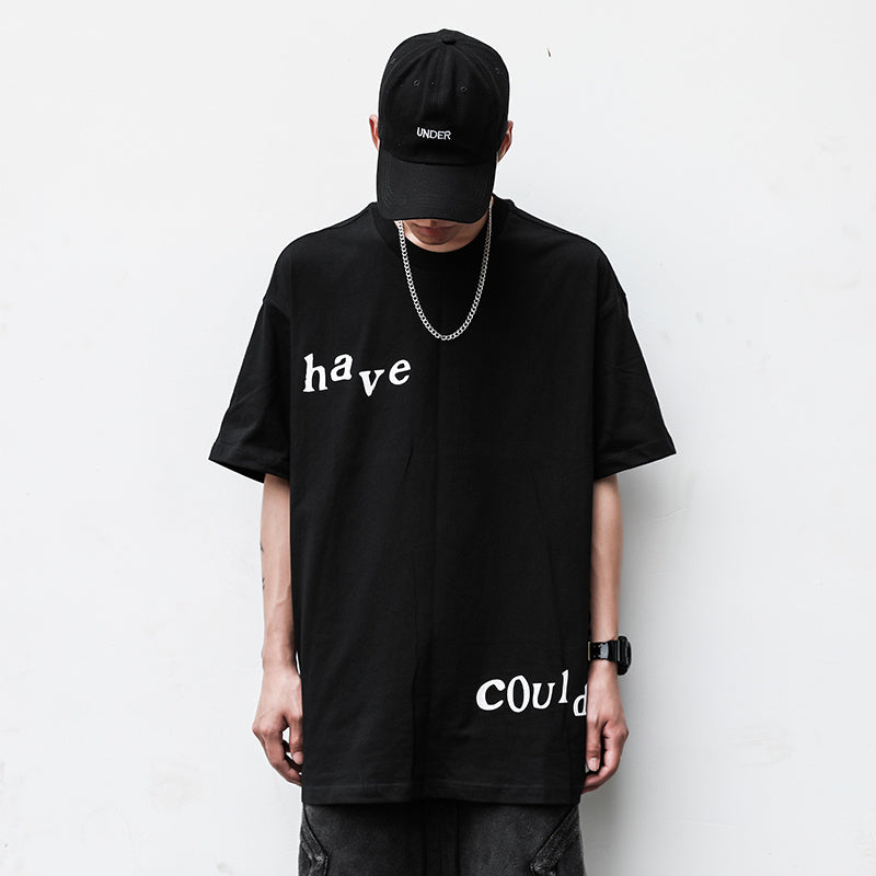 Character printed hip hop short sleeve