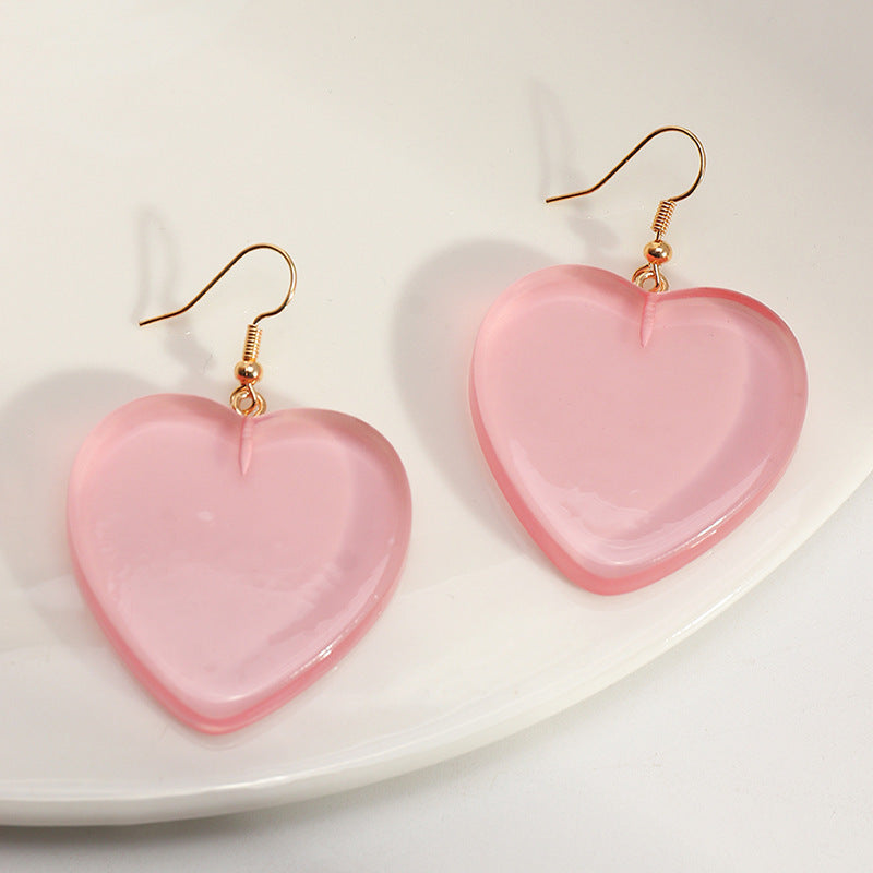Sweet And Lovely Candy Color Love Earrings Ins Pop Peach Heart Earrings