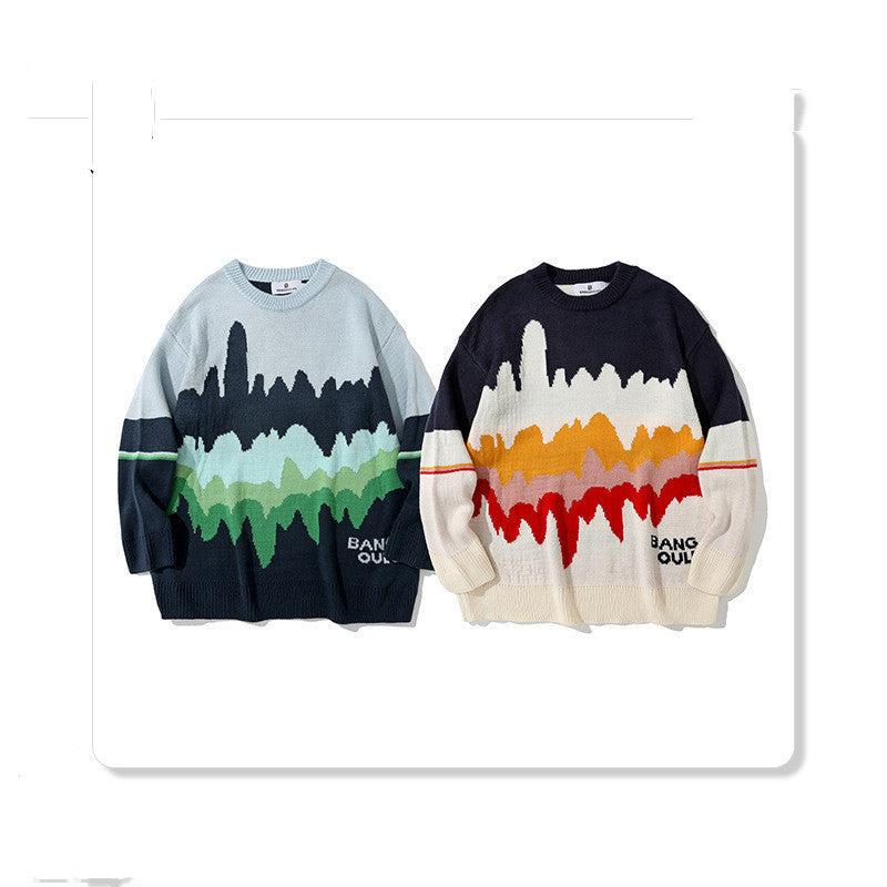 Color Block Pullover Women's Street Wear Loose Inner Knit Sweater