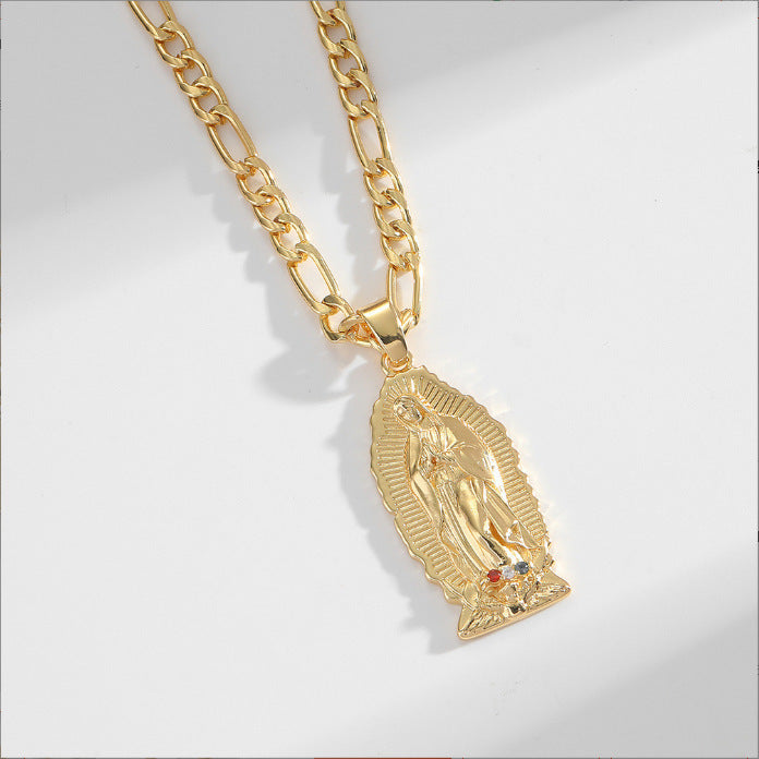 Ornament Necklace Gold Color Zirconium Jesus