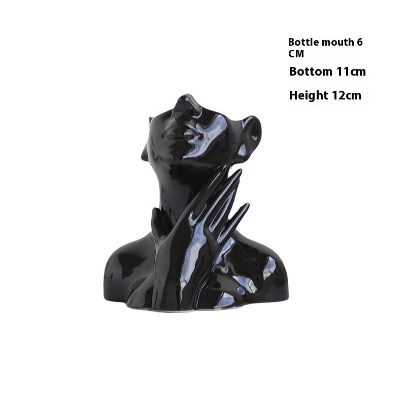 Nordic Style Body Art Black Ceramic Vase Ornament
