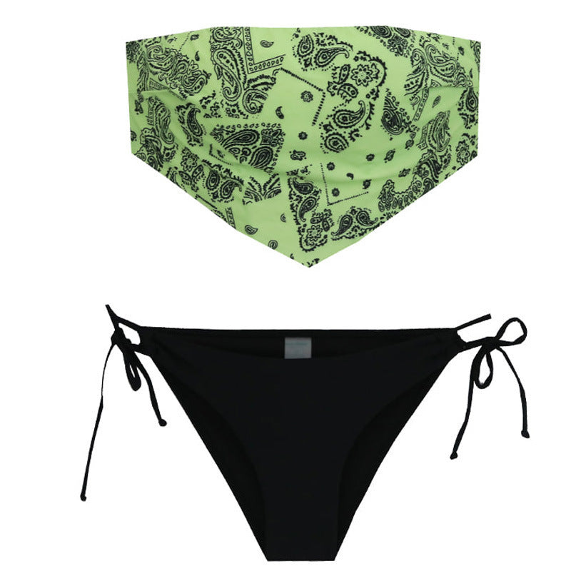 Sexy Split Swimsuit Women's Small Chest Low Waist Briefs Bikini