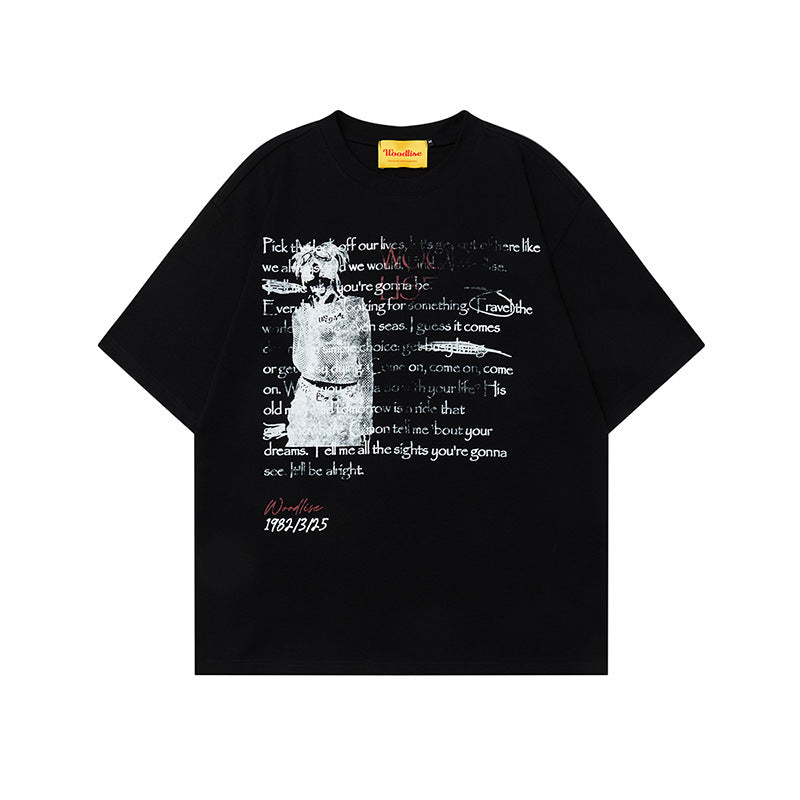 Design Pure Cotton Hip Hop High Street Retro Loose Short Sleeve T-shirt Men