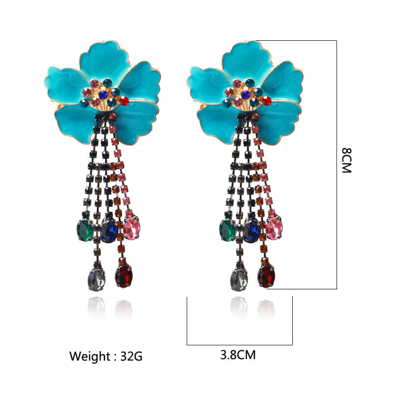 Personalized Earrings Street Style Tassel Inlaid Diamond Earrings Accessories