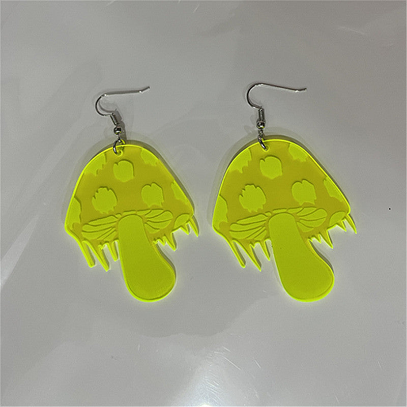 Acrylic Fluorescent Small Mushroom Earrings