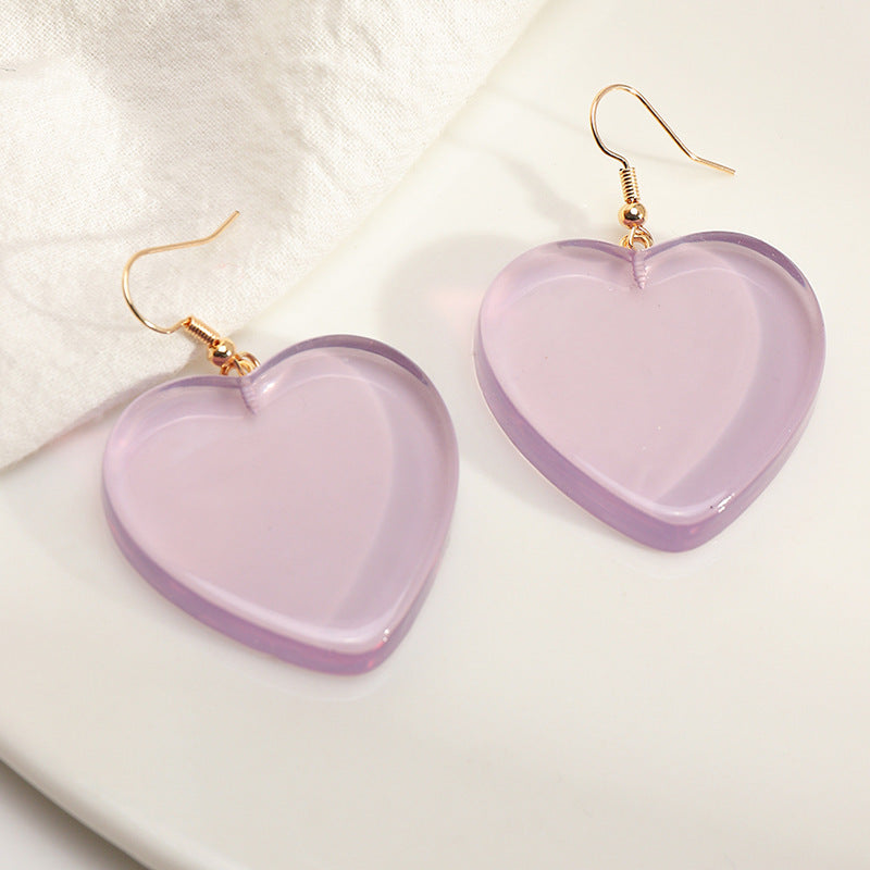Sweet And Lovely Candy Color Love Earrings Ins Pop Peach Heart Earrings