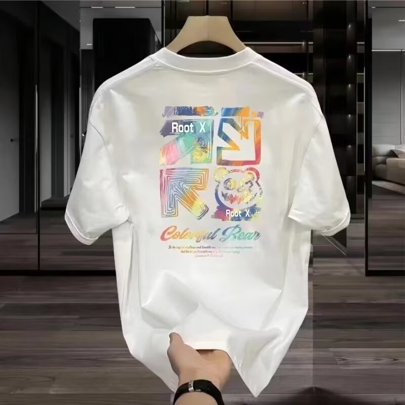 Fashion Letter Printed Round Neck Men's Top
