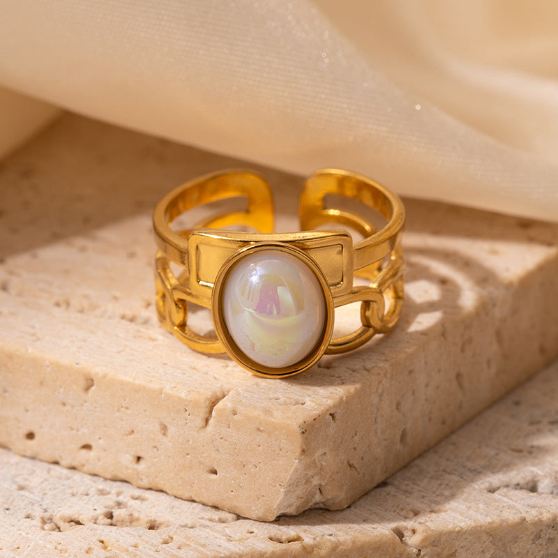 Retro Asymmetric Geometric Stainless Steel Ring
