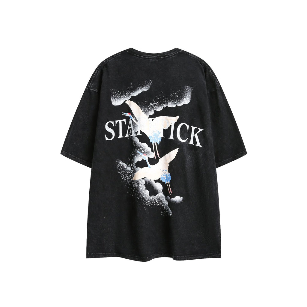 Street Tide Brand Wash Short Sleeve