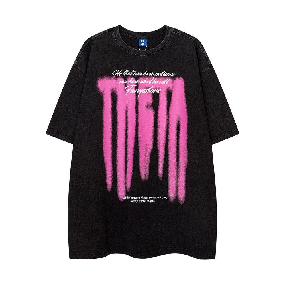 Niche High Street Graffiti Letter Short Sleeve