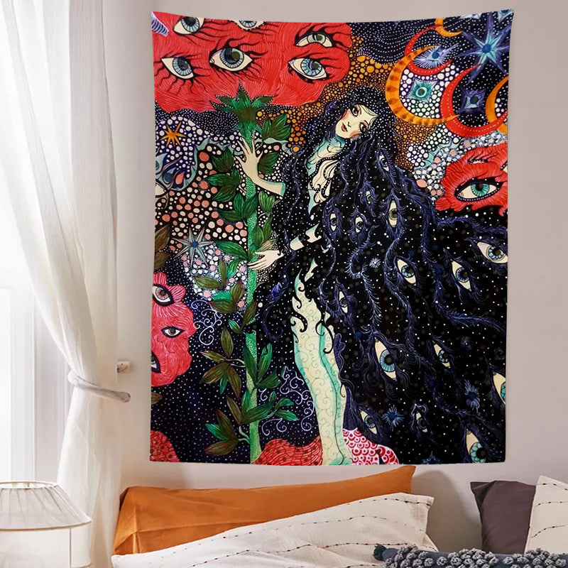 Botanical Celestial Floral Tapestry Hippie Eye Wall Rug