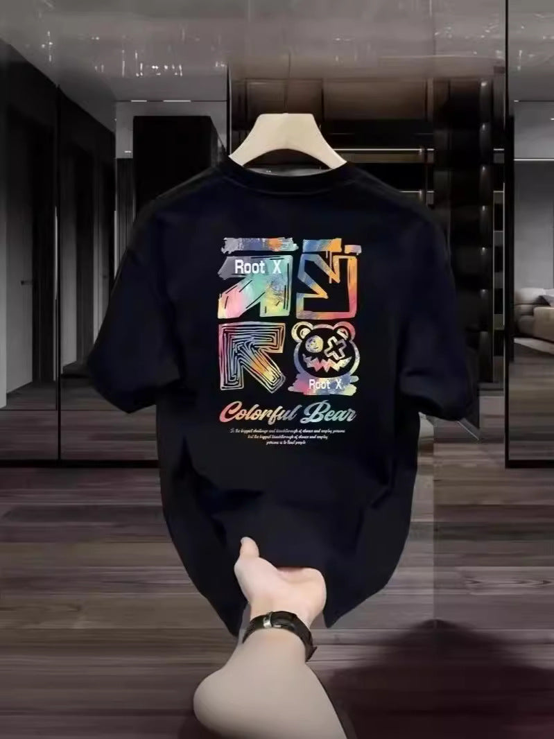 Fashion Letter Printed Round Neck Men's Top