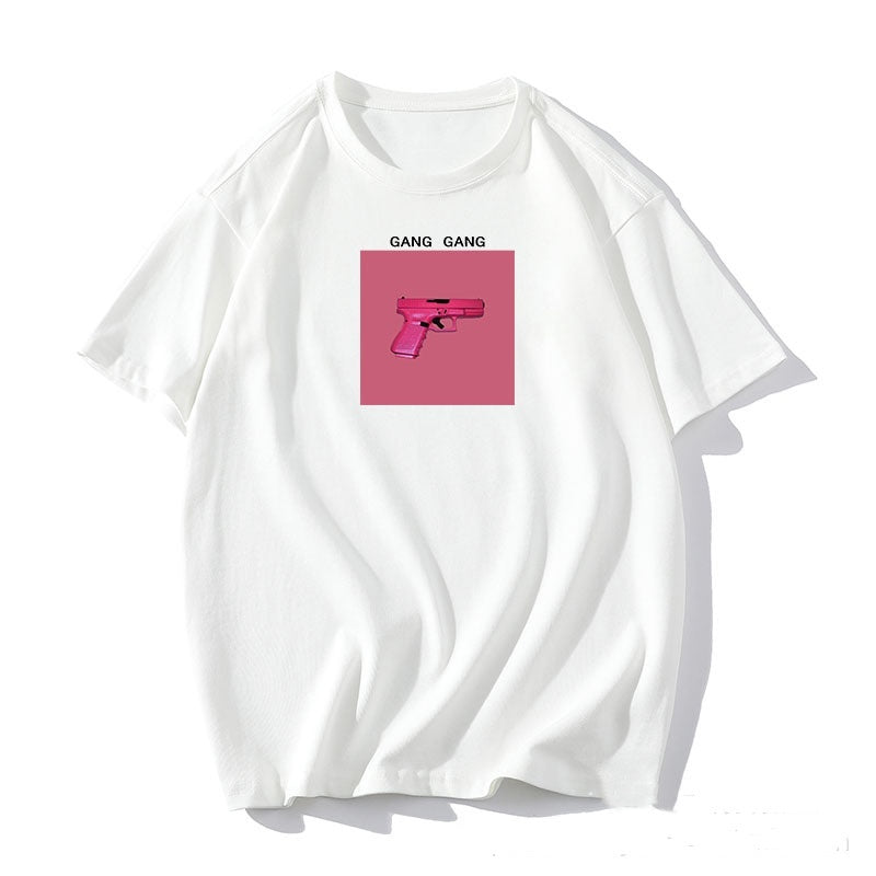 Printed T-shirt Women's Loose Round Neck Cotton Short Sleeve Top